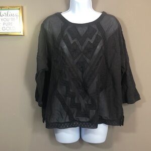 Anthropologie Meadow Rue Sheer Brown Top Large